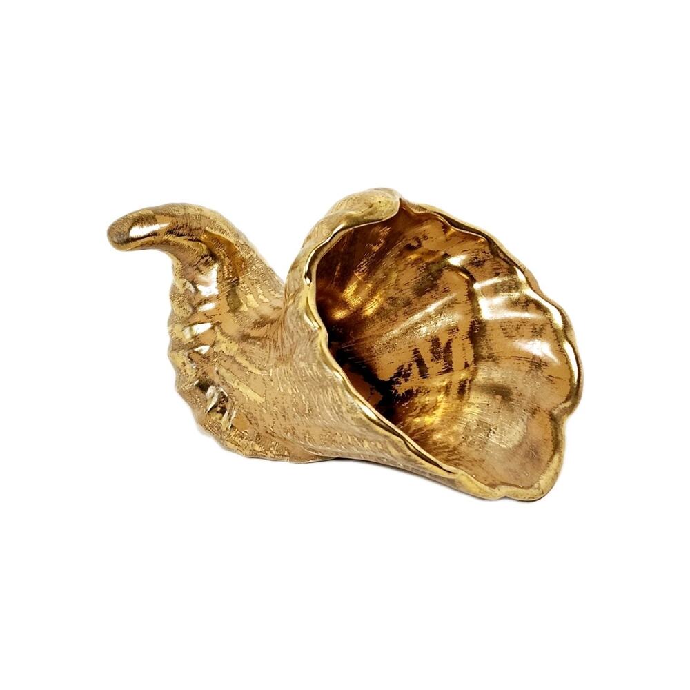 Vintage 1950s Stangl Grenada Gold Ceramic Sea Conch Shell Planter Dish 5065